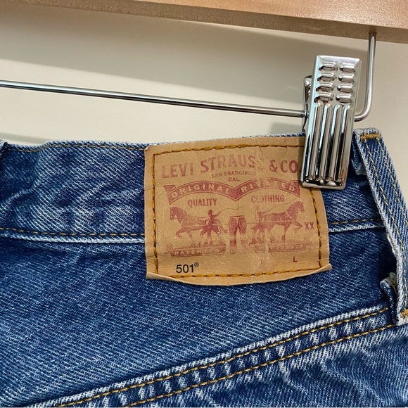 Levi's 501 Mid Thigh High Rise Denim Shorts size 24 - Picture 7 of 9